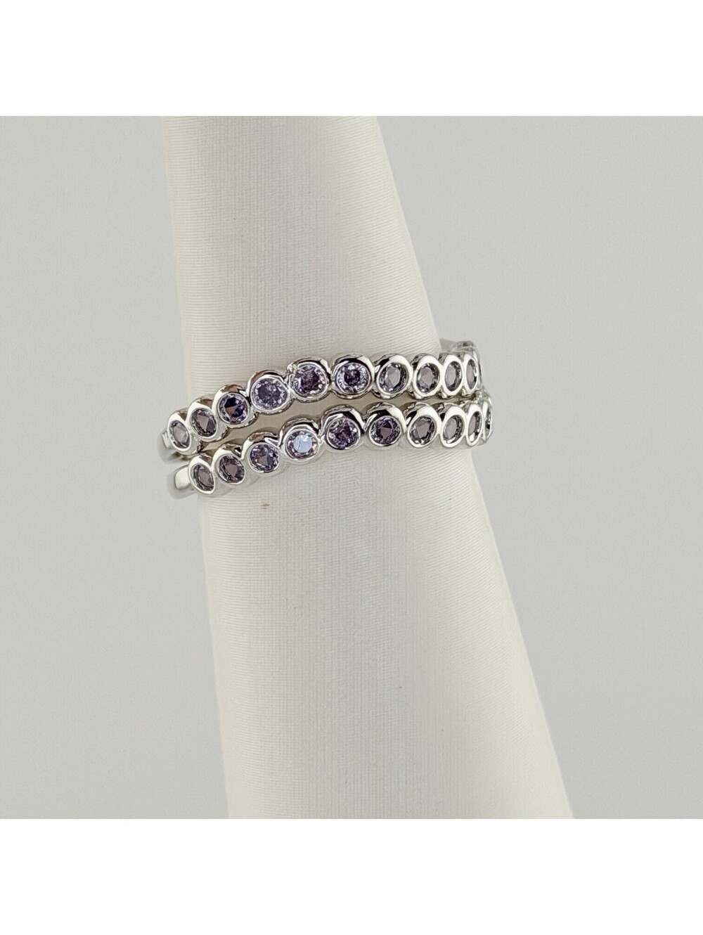 Bomb Party 2pc Ring Sz 7 “Waves Beyond” RBP8385 Amethyst on Rhodium